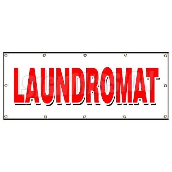 Signmission LAUNDROMAT BANNER SIGN wash fold coin laundry dry cleaning 24 hour open B-120 Laundromat - main